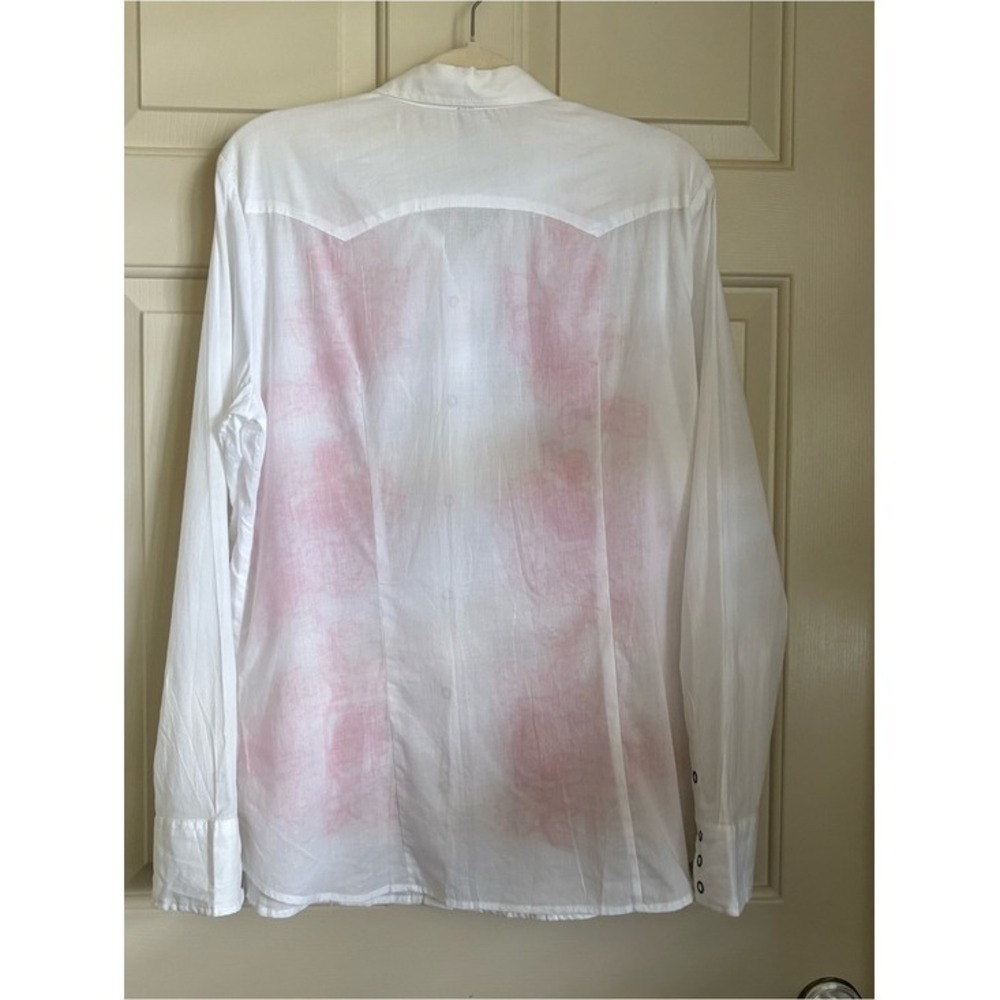 Stetson Embroidered Floral Cotton Snap Front Top Coastal Cowgirl Cottagecore - Picture 4 of 8